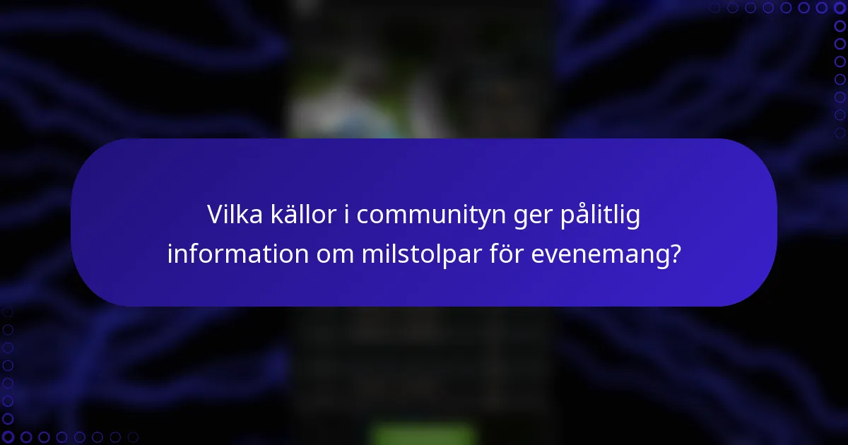 Vilka källor i communityn ger pålitlig information om milstolpar för evenemang?