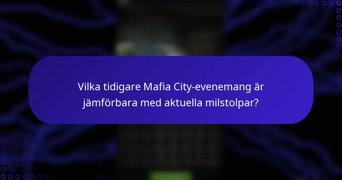 Vilka tidigare Mafia City-evenemang är jämförbara med aktuella milstolpar?
